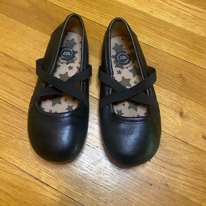 Livie and Luca black Aurora ballet flats. Leather w elasticized straps size 11